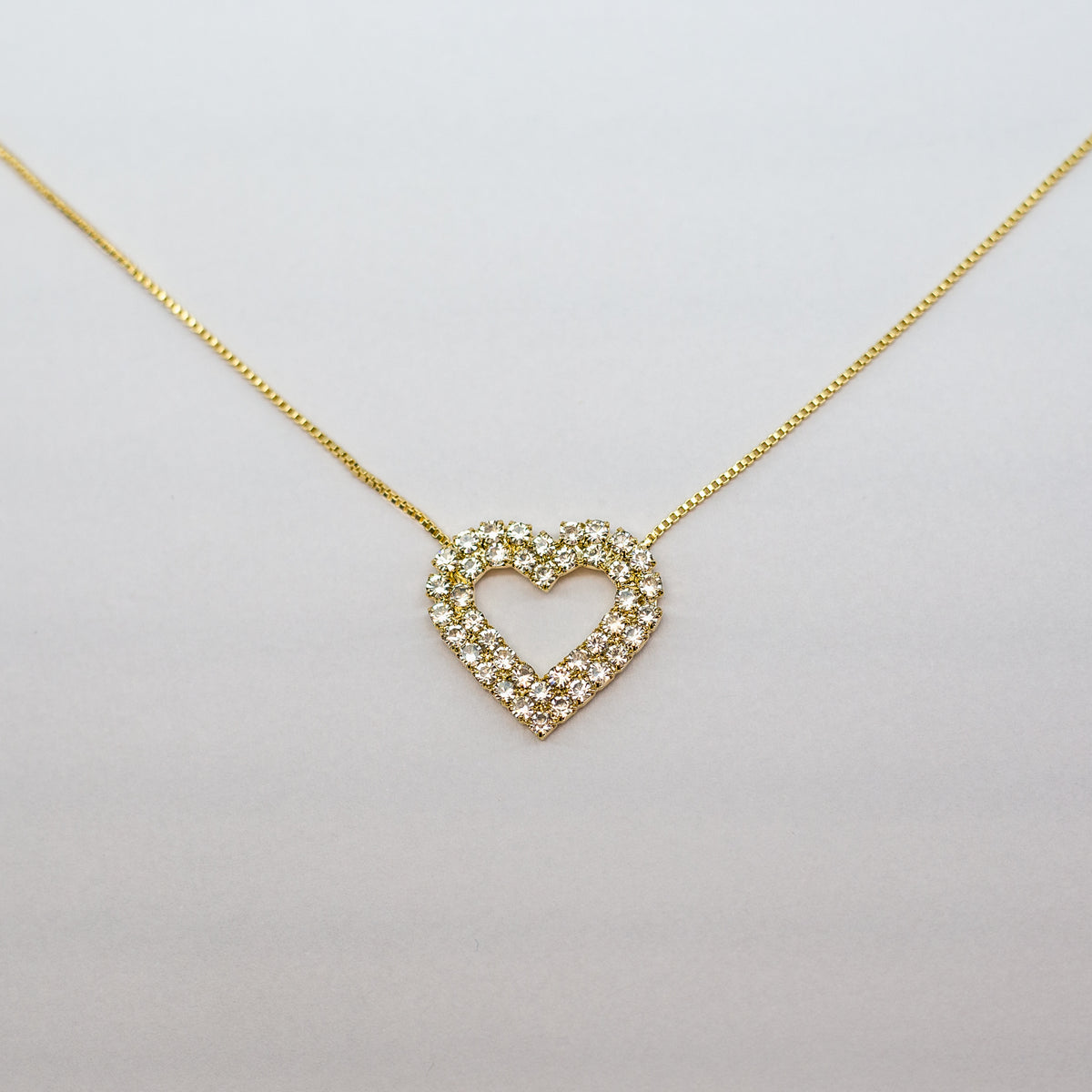 Esspoc Lovely Heart Pendant Necklace Charms Gold Color Crystal