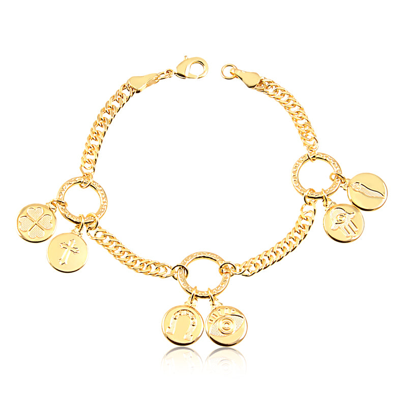 18kt Gold Plated Charms Bracelet. Gold Charm Bracelet.