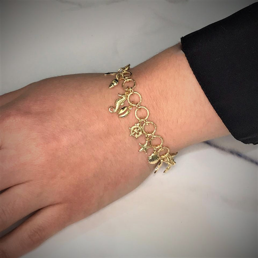 Gold Charms Bracelets - Nautical Gold Bracelet - Charm Bracelets - Aumaris Gold Bracelets 